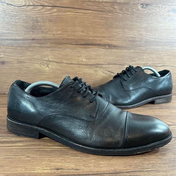 Frye Scott Cap Toe Black Leather Oxfords Dress Shoes Men’s Size 10.5 - Picture 1 of 10